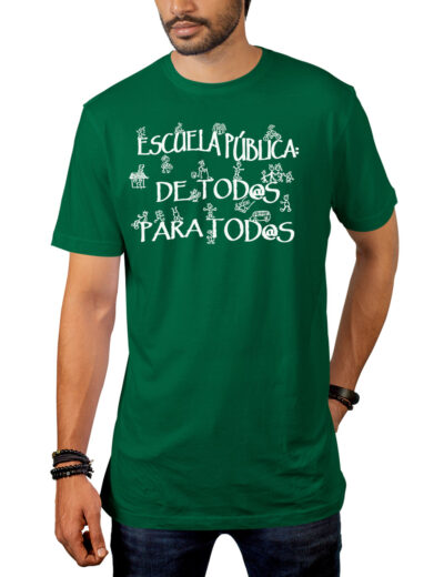Camiseta Escuela Pública De Todos Para Todos verde, diseño retro EGEBEROS